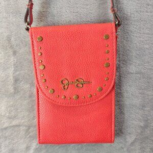 Jessica Simpson‎ Red Small Crossbody Purse Studded Faux Leather Adjustable Y2K